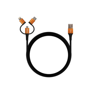 Hahnel 3-in-1 Tough Charge Cable for Lightning, USB-C & Micro USB 2m