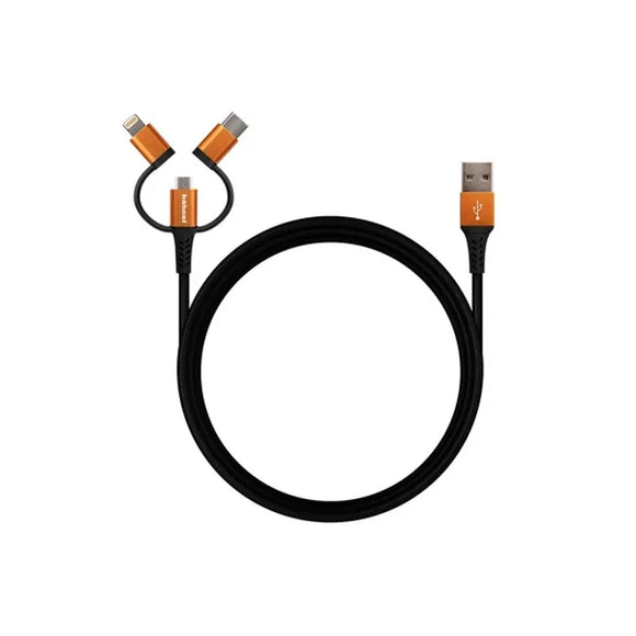 Hahnel 3-in-1 Tough Charge Cable for Lightning, USB-C & Micro USB 2m