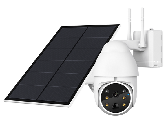 GERBER PTZ WiFi White Security Camera Solar ***INCLUDES 32GB MICROSD CARD