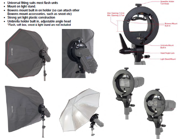 Glanz Flashgun Bracket S-Type Bowens Mount
